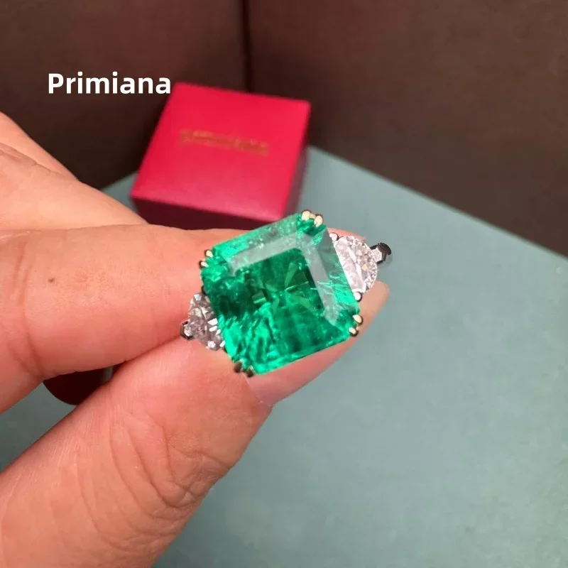 Pirmiana Customized 18k White Gold 10x10mm 4.5ct Lab Grown Emerald Ring for Women Party Gift