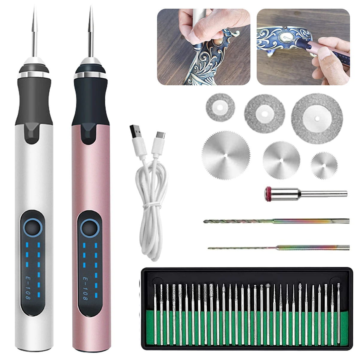 

Electric Engraving Pen Cordless Micro Carving Pen with 3 Adjustable Speed 300mAh Rechargeable Engraver Machines Wireless Etching