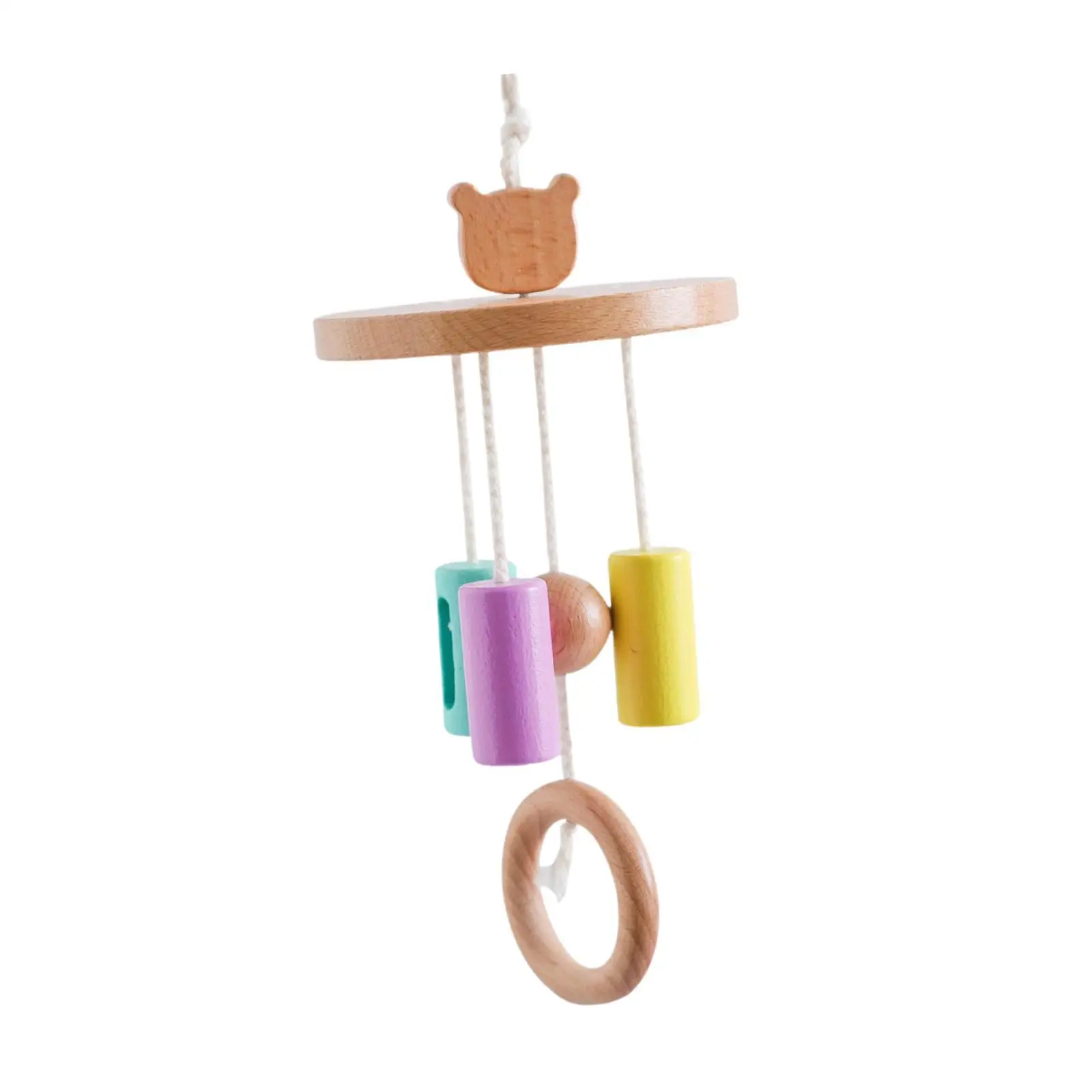 Wooden Baby Crib Mobile Developmental Toys Cute Hanging Bed Bell Toy Nursery Decoration Nursery Mobile for Baby Girls Boys Kids