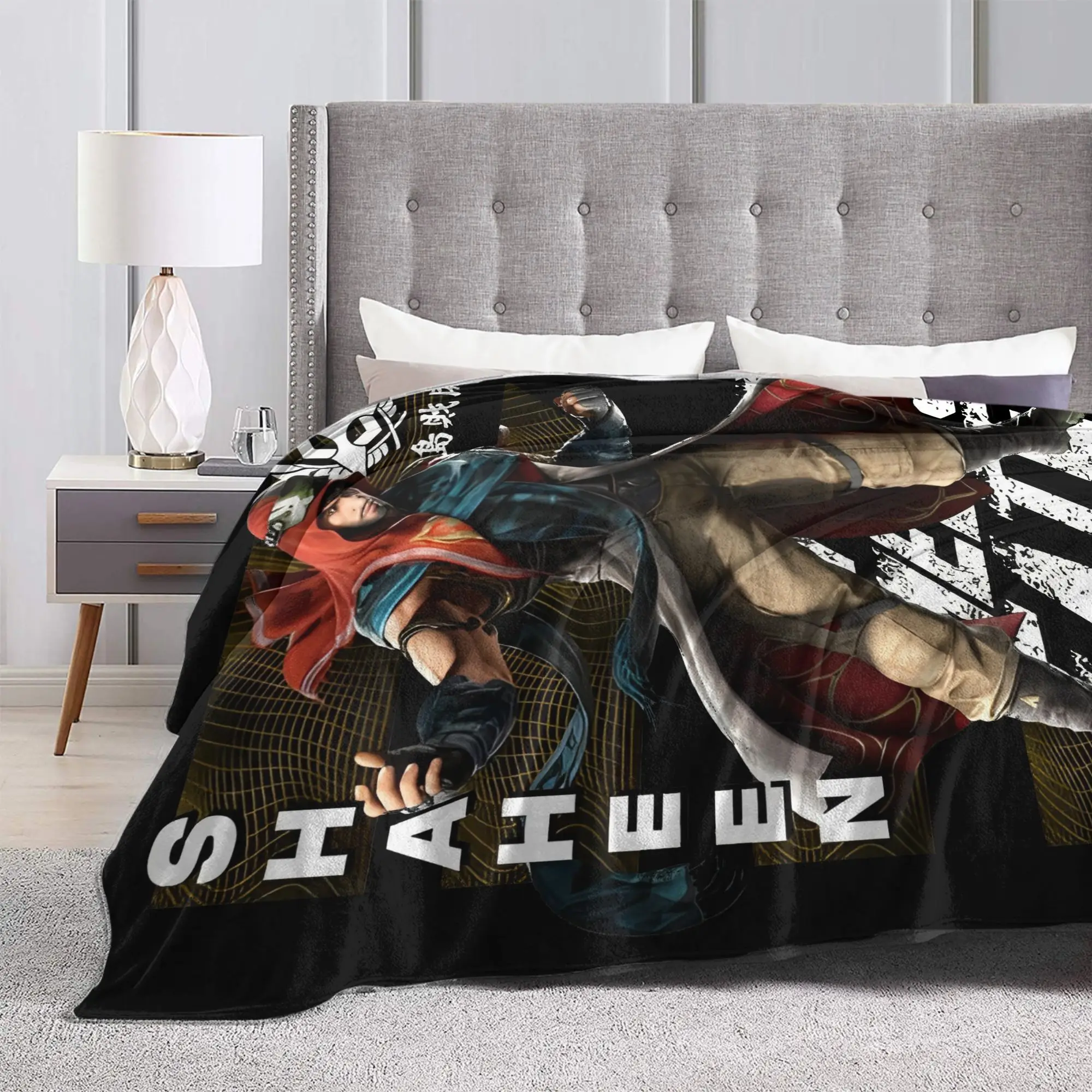 Shaheen Tekken 8 بطانية محبوكة للألعاب من القطيفة رمي البطانيات الصيفية تكييف الهواء المحمولة خفيفة الوزن المفرش،