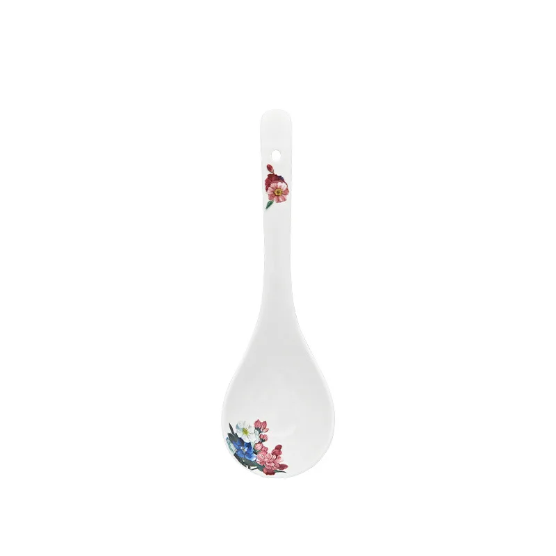 High-end household large spoon, flower retro pattern, high-end clear