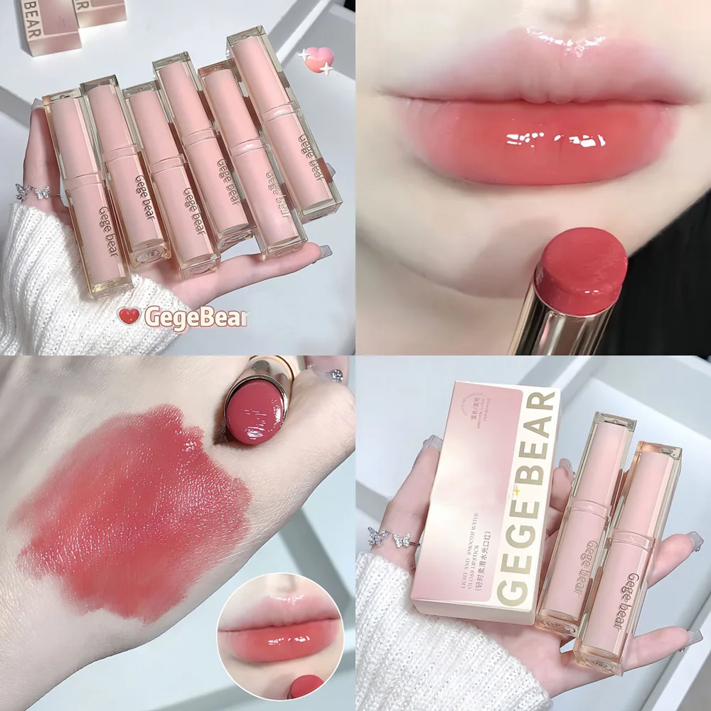 Seidig glänzender Lippenstift Gege Bear Pump Lips Moisture Water Bomb Bequemer, ultrascharfer, antihaftbeschichteter Lippenbalsam