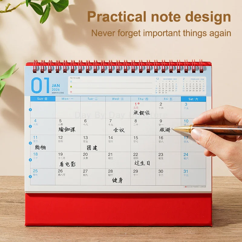 

2026 Horse Year Table Calendar Chinese Style Souvenir Large-sized Calendar Red Hollowed-Out Calendar Embossed Vintage Design