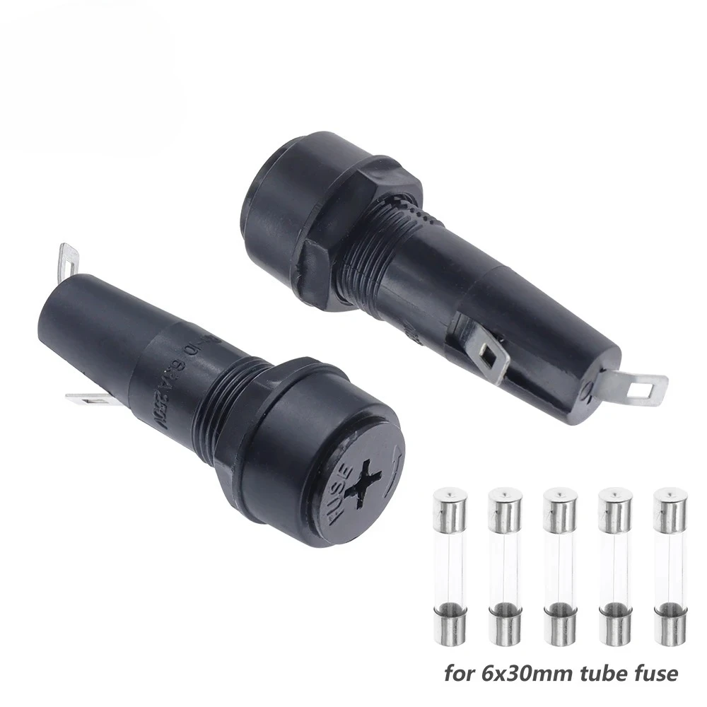 Panel Mount Chassis Fuse Holder For 6X30MM Glass Fuses 250V 6*30mm High Temperature Resistant