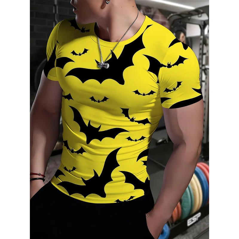 Men's round neck fitness top all-season high-elastic slim-fit tight-fitting breathable athletic training wear
