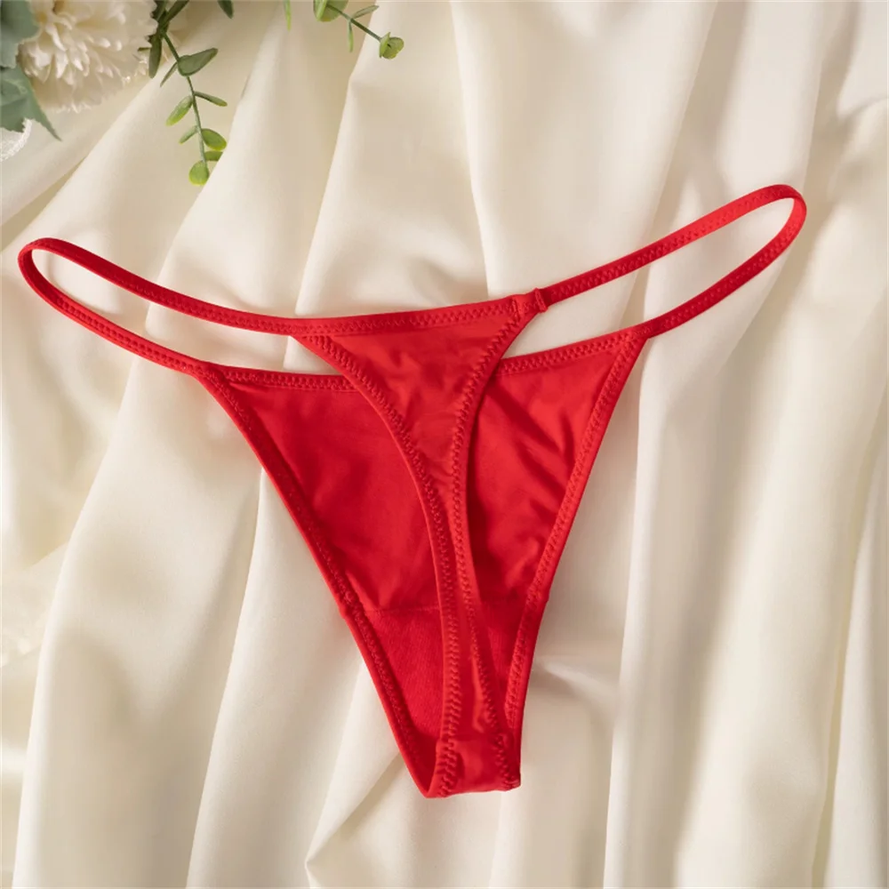 Big Red Ice Silk Seamless Thong Women's New Year's Wedding Lucky Red Underwear Sports and Fitness Plus Size T-back