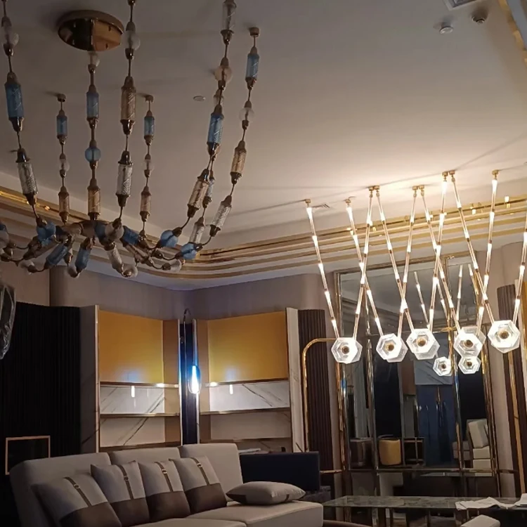 Contemporary Large Chandelier Ceiling Light Luxury Modern Iron Glass Stainless Steel E12 Bulb Base for Hotel Lobby Lighting