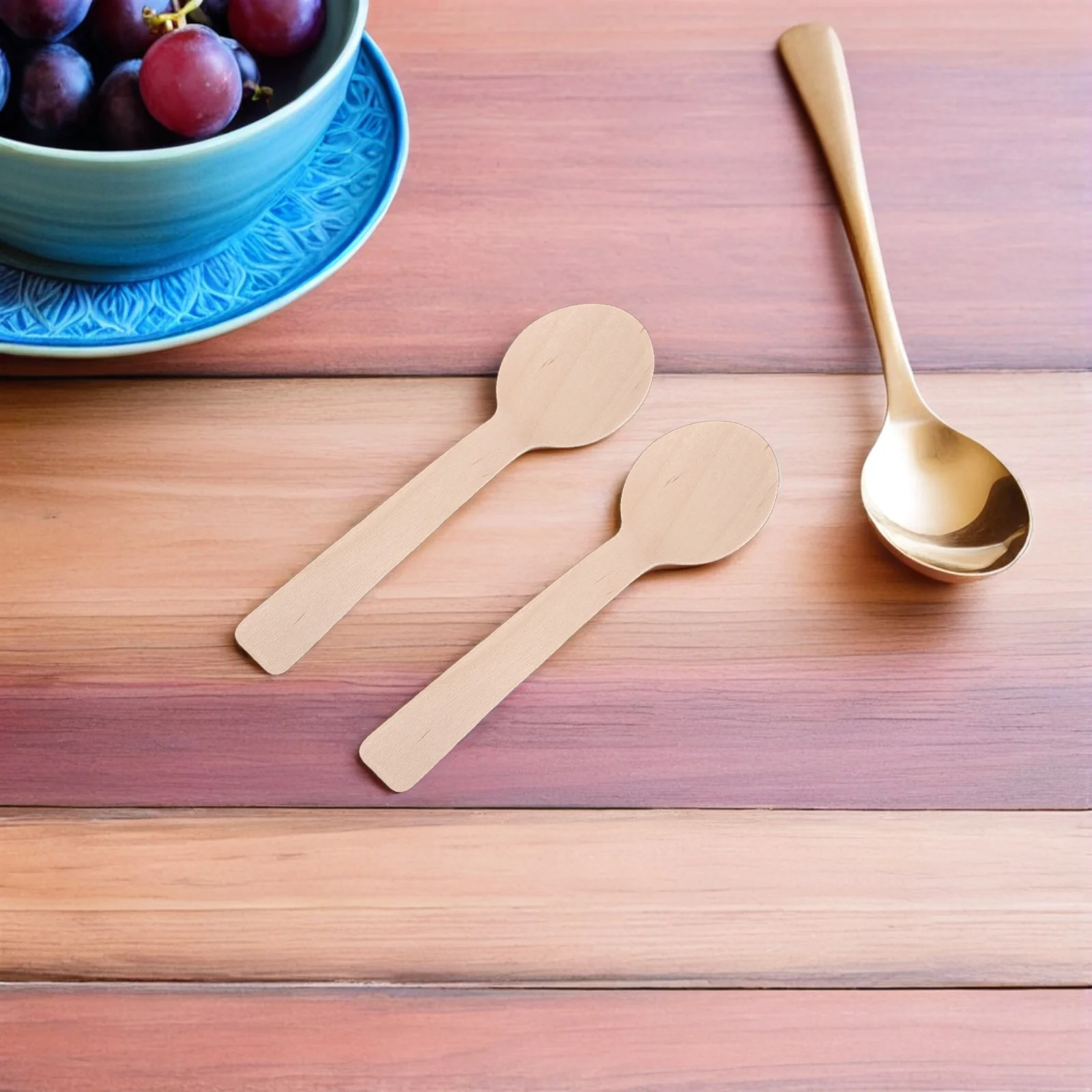 

100Pcs Birch Wood Mini Spoons Small Wooden Teaspoons 4inch Coffee Honey Sugar Condiment Flatware for Dessert Tea Sampling