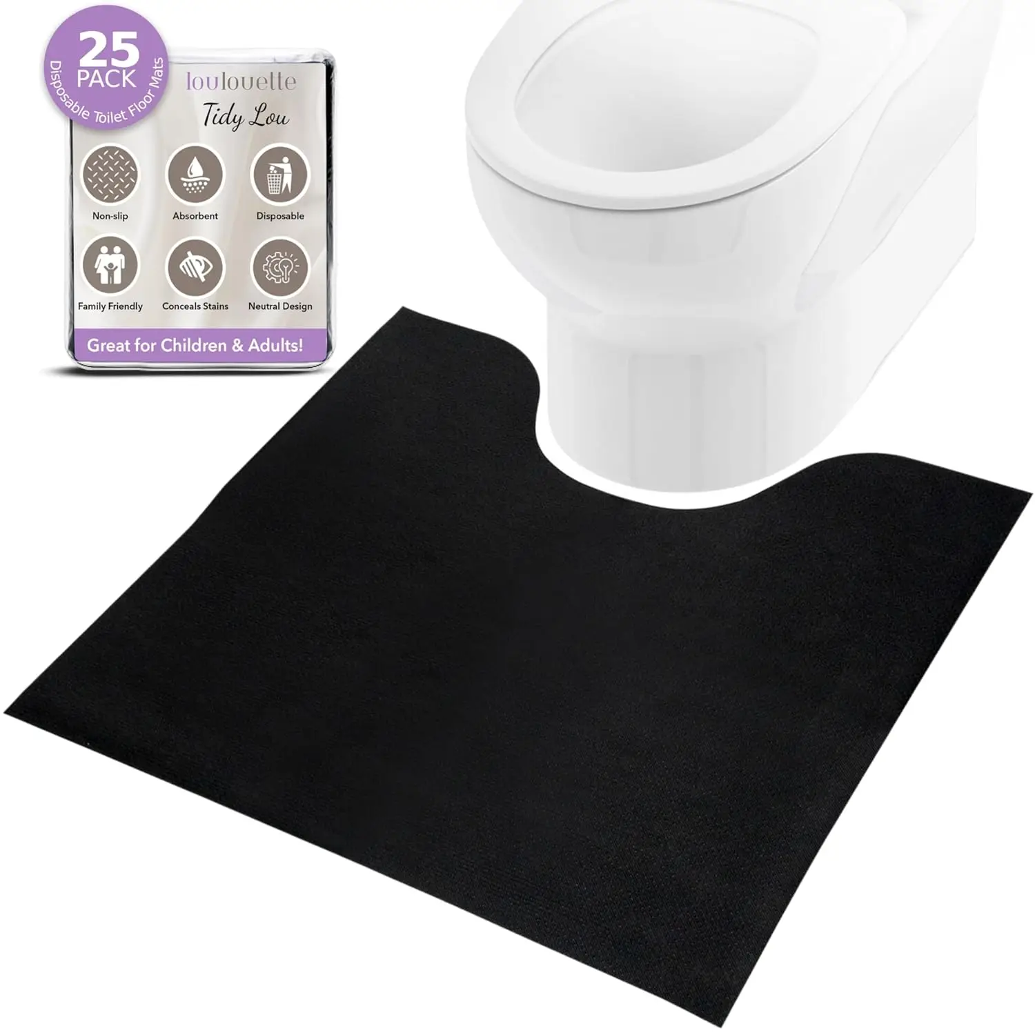 

Tidy Lou Disposable Toilet Mats for a Hygienic & Stress-Free Home Bathroom Experience – Great for