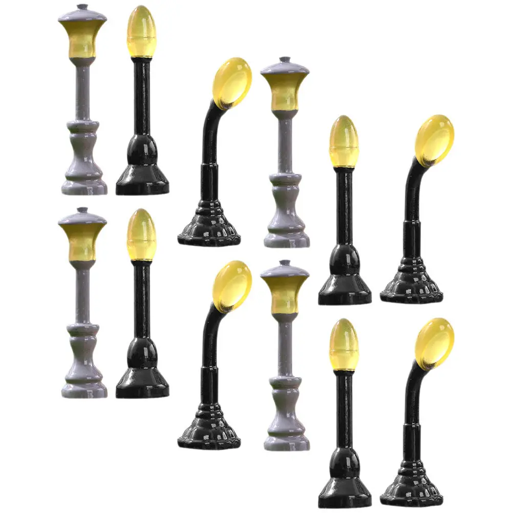 12 szt. Świecące Miniaturowe Lampy Uliczne do Mikro Krajobrazu, Dekoracji Domu, Biurka, DIY, Sceny, Akcesoria do Piaskownicy