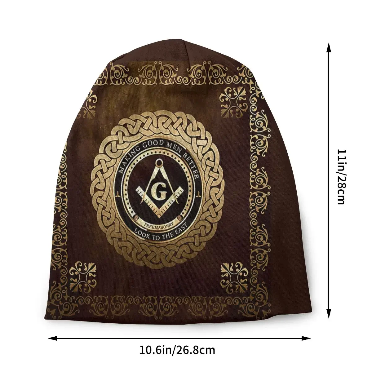 Freemasonry Design Freemason Gold Square Compass Unisex Bonnet Winter Running Double Layer Thin Hats For Men Women