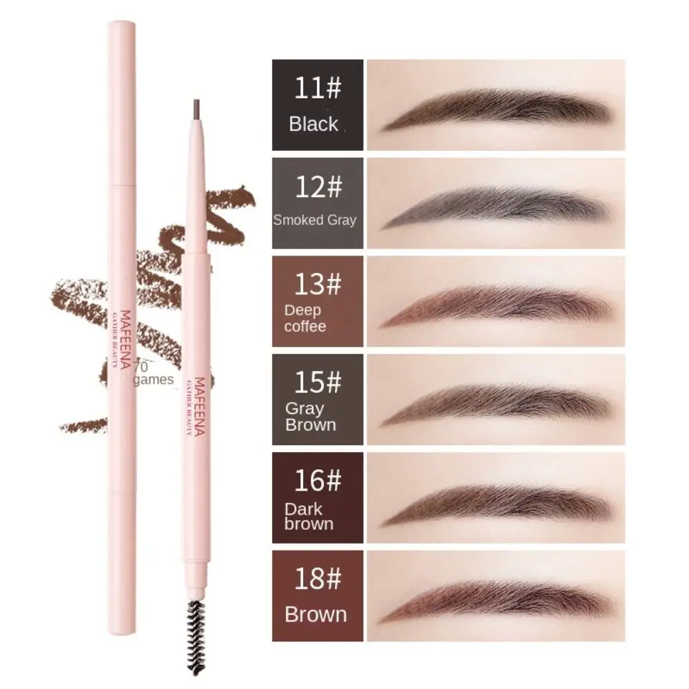 1.5mm Ultra Fine Double-Ended Eyebrow Pencil Fine Brow Definition Shaper Beginner\'s Makeup Eyebrow Pencil Makeup Tool with Brush