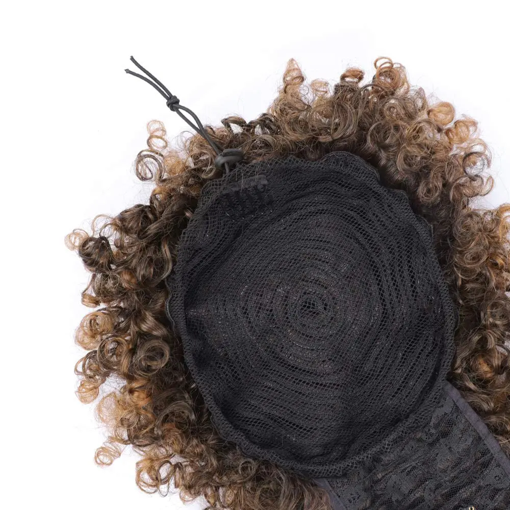Synthetic Drawstring Ponytail with Bangs Afro Puff Hairpiece