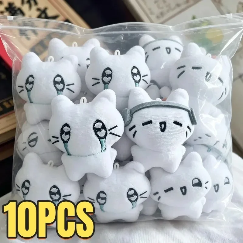 Headphones Kitten Couple Keychain Mini Crying Cat Doll Plush Keyring Cartoon Dog Bag Pendant Charms Backpack Decoration