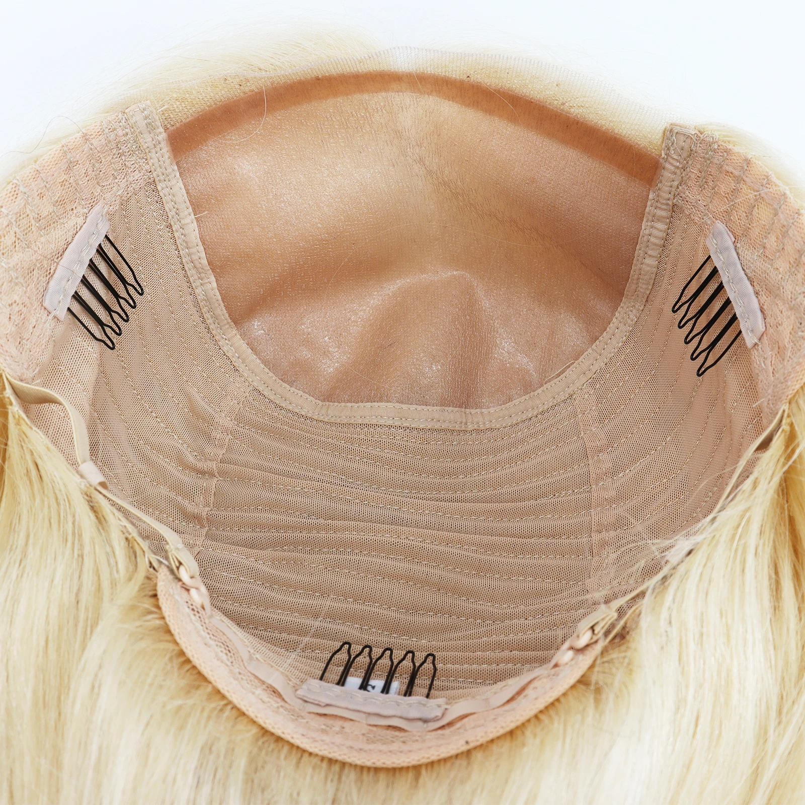 شعر مستعار بشري بقاعدة حريرية مقاس 5 × 5 # 613 شعر مستعار حريري مستقيم أشقر فاتح حريري أوروبي مع شعر أطفال للنساء #5