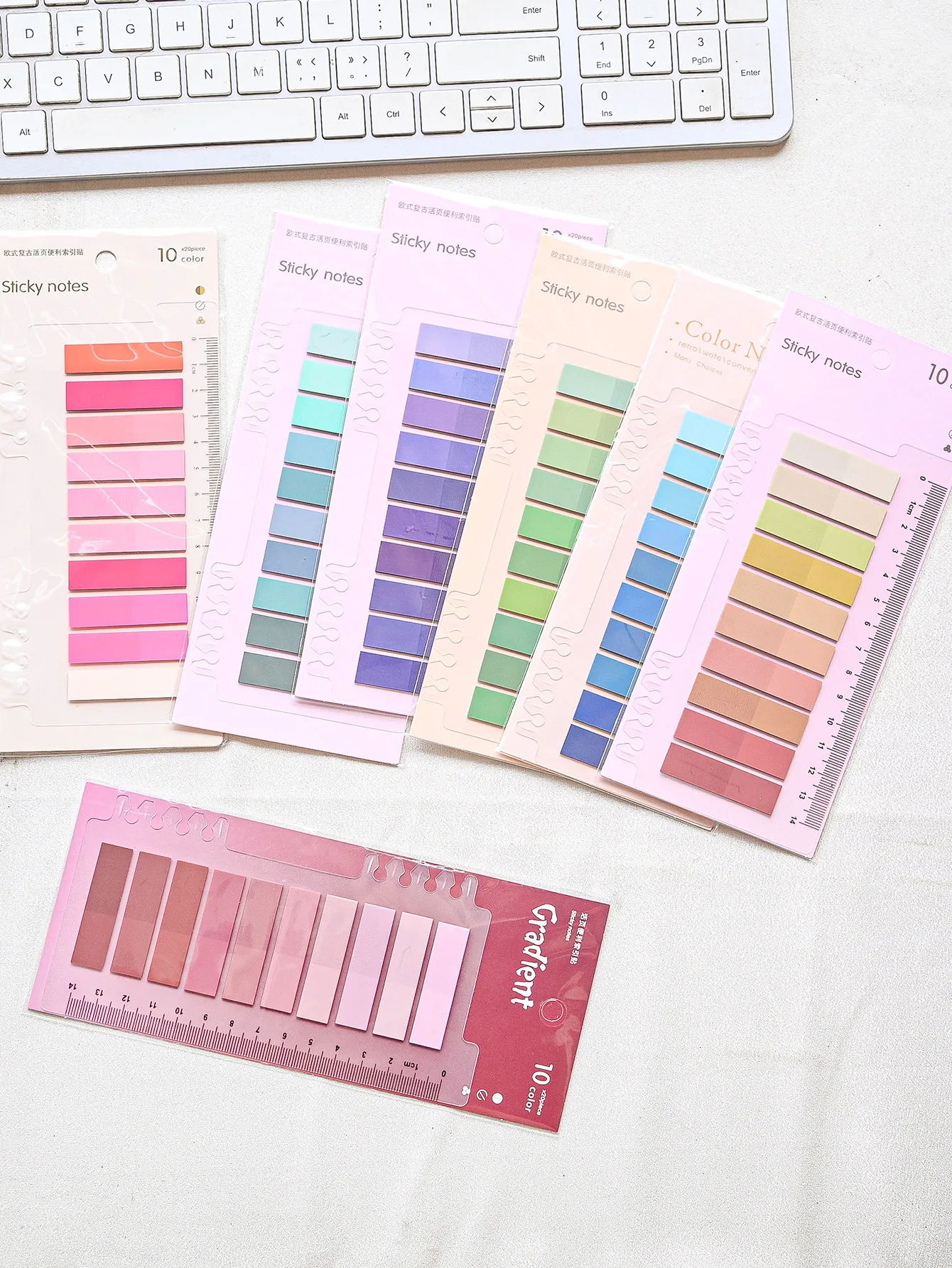 200 Sheets Transparent Colorful Index Sticky Notes Self-Adhesive Memo Pad School Office Stationery