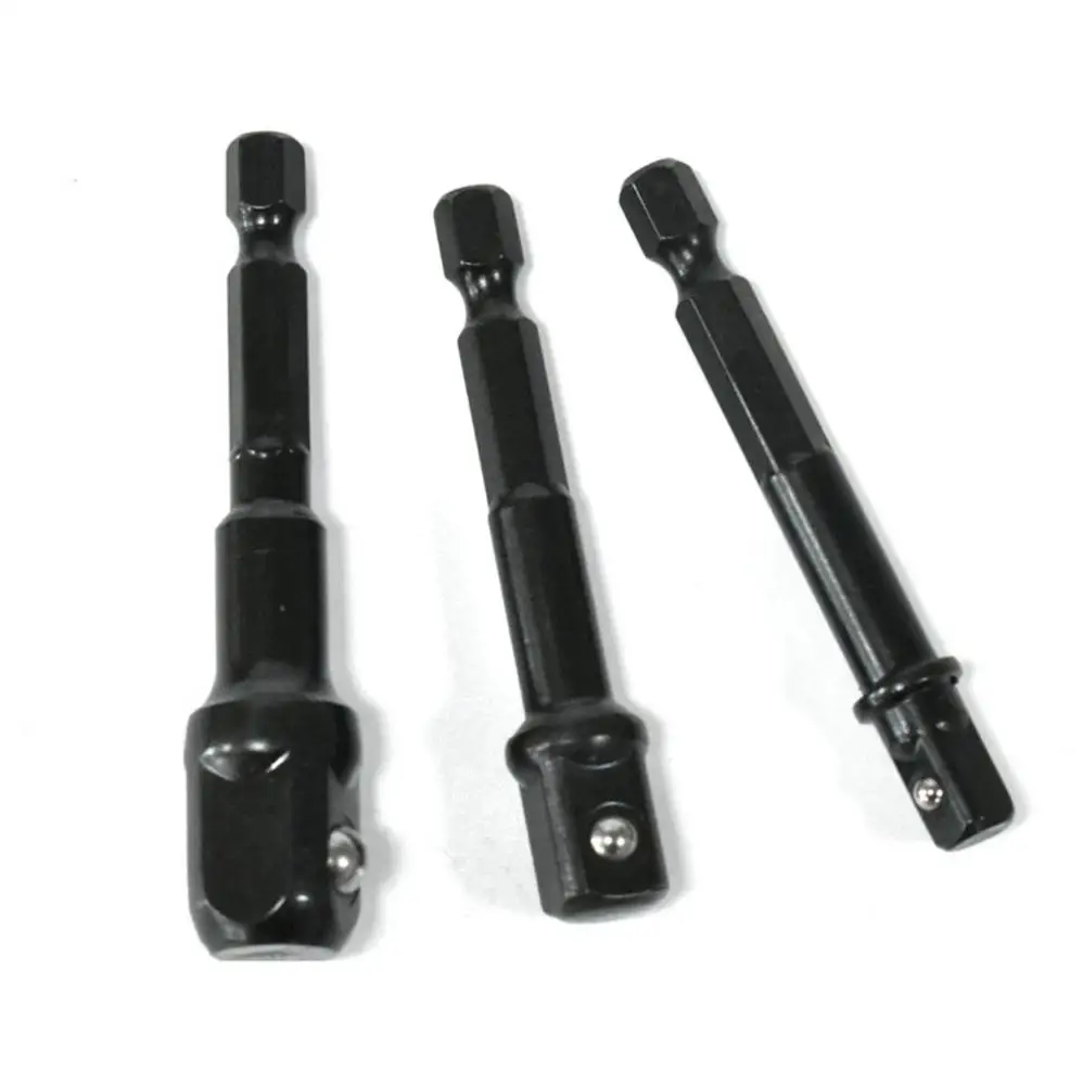 Juego de adaptadores de enchufe de grado de impacto, 3 uds., 1/4 3/8 1/2 pulgadas, vástago hexagonal, juego de barras de brocas de extensión, adaptador de controlador de enchufe de taladro eléctrico