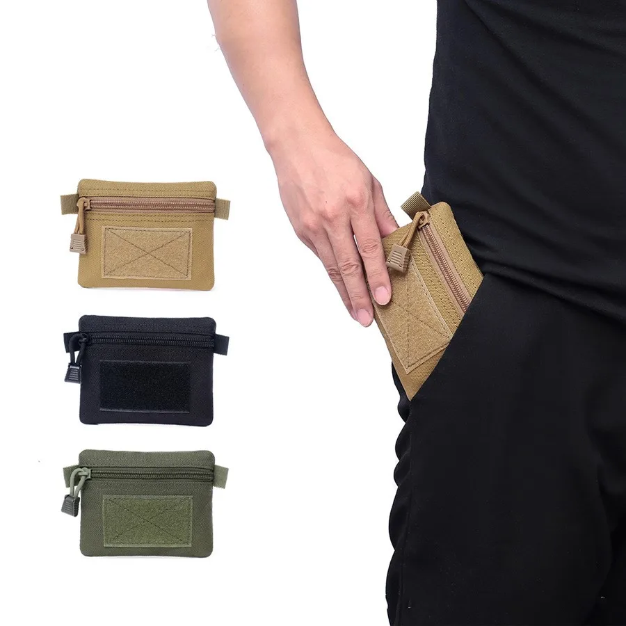 1 PCS Nylon Waterproof Fabric Key Purse Ooutdoor Pouch Coin Purse Waist Bag Mini Tactical Wallet Tactical Wallet Key Card Holder