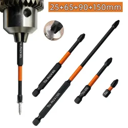 4pcs Strong Magnetic Batch Head PH2 Cross Screwdriver Set Impact Drill Bit Screw Alloy Steel Non-slip Cross Screwdriver 25-150mm