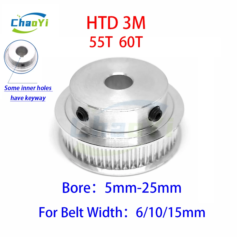 

HTD 3M 55 60 Teeth Timing Pulley Bore 5mm-25mm For Belt Width 6/10/15mm Synchronous Belt Wheel Sheave 3M 60Teeth Timing Gear 55T