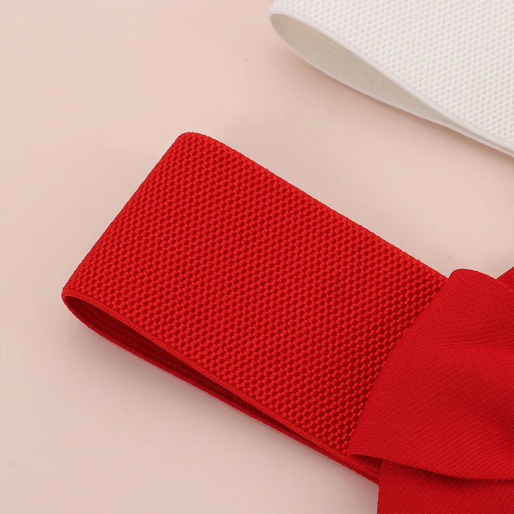 

Женский эластичный широкий ремень с декоративной регулируемой пряжкой, однотонный эластичный ремень с бантом больших размеров, пояс с бантом для классических джинсов