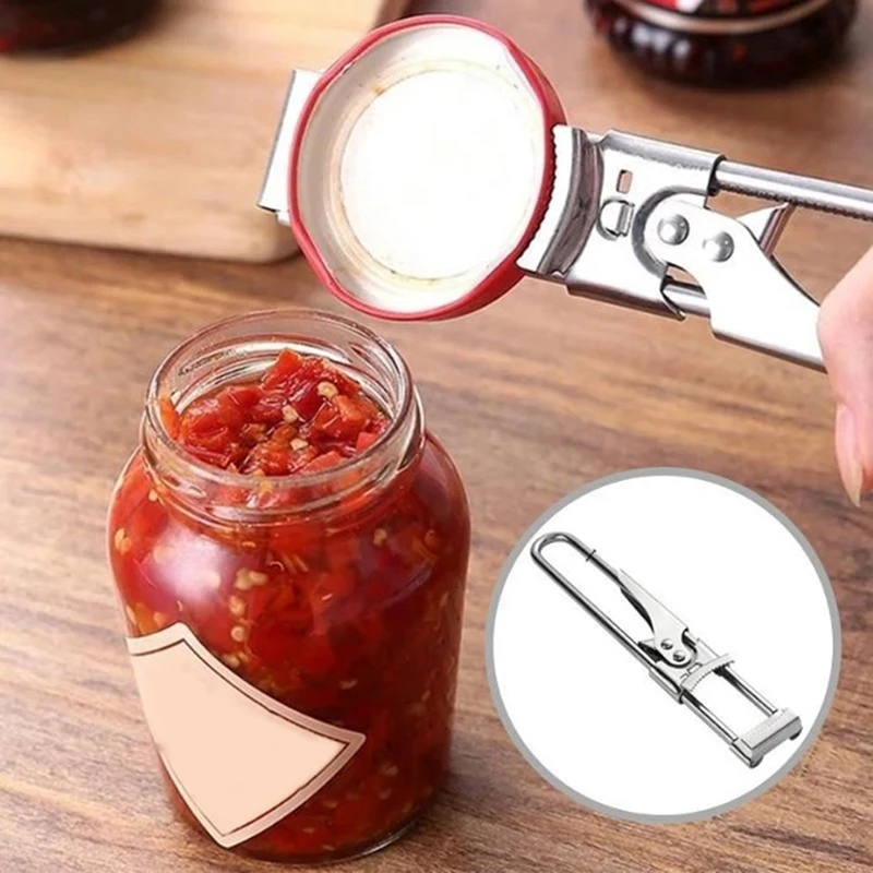 New-Stainless Steel Adjustable Can Opener Kitchen Spiral Twist Jar Beer Bottle Seal Lid Remover Twist Off Screw Tool