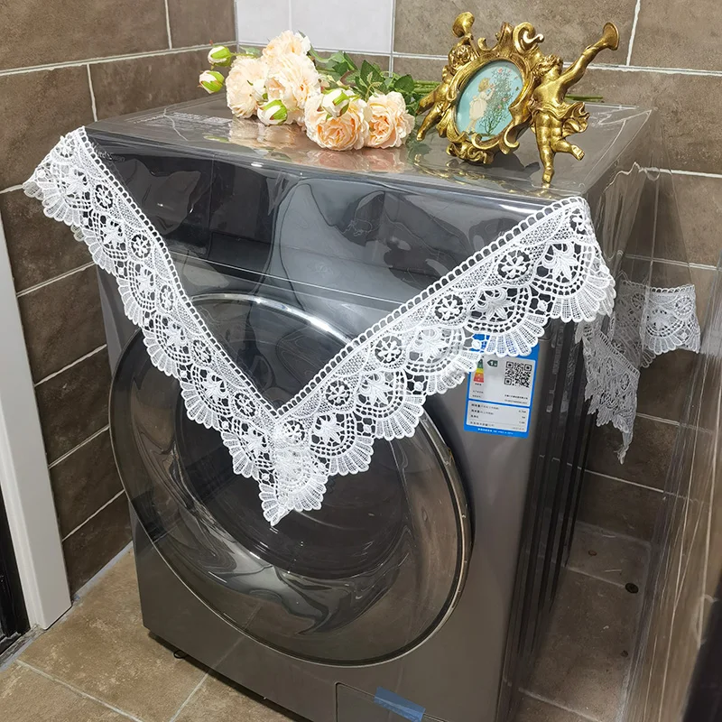 

Lace PU Washing Machine Cover Cloth, Waterproof, Dustproof, Non Washable, Transparent Protective Cover Pad Universal Pad