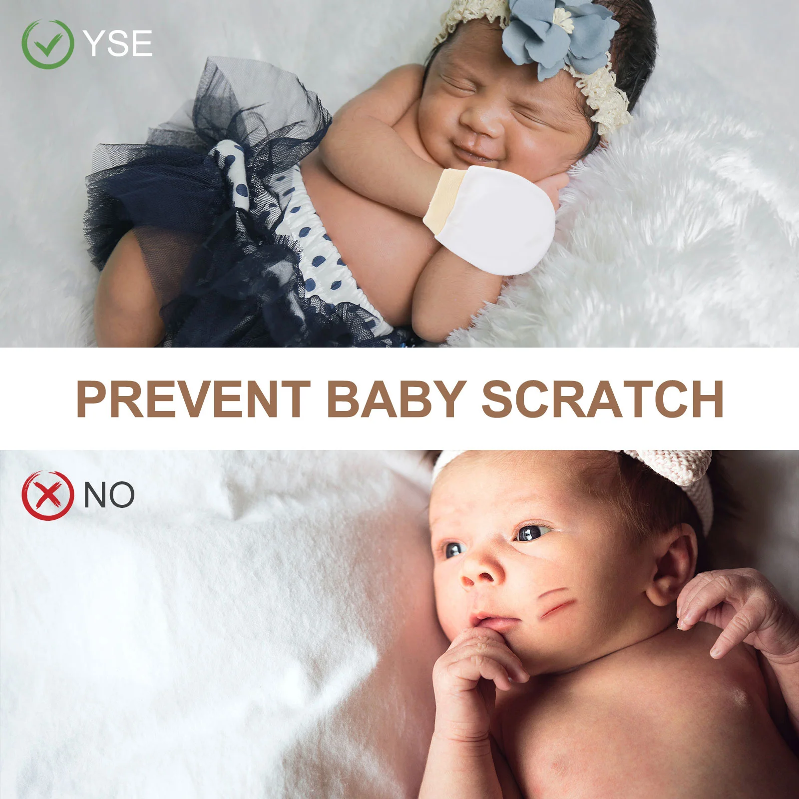 

3 Pairs Baby Gloves No Scratch Mittens Protective Newborns Mesh Design Breathable Soft Comfortable Adjustable Size Baby Supplies