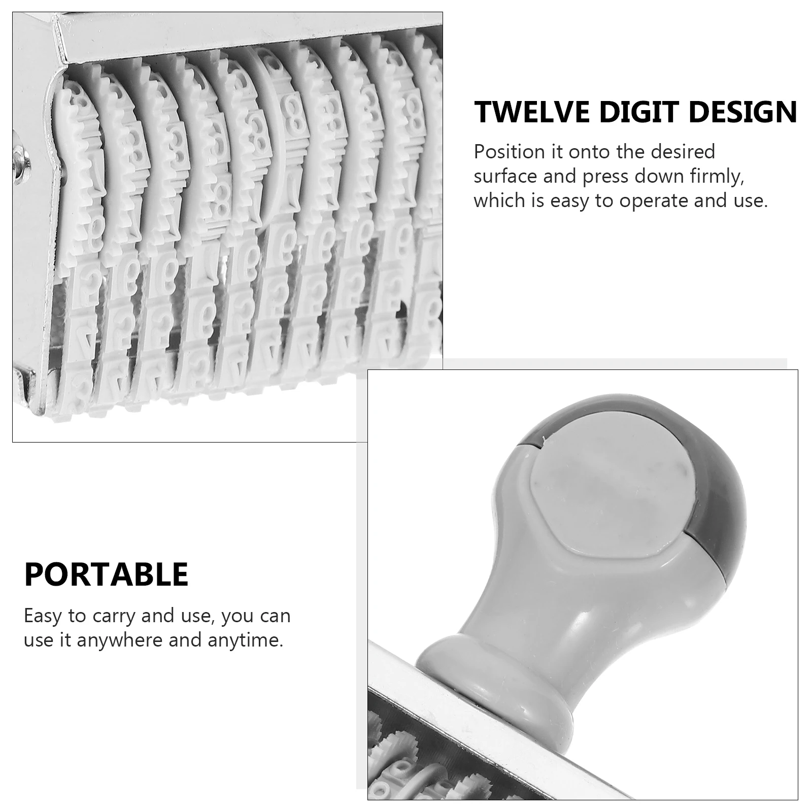 Daily Use Number Stamp Digital Printing Multipurpose Mini Iron Roller Stamps Office