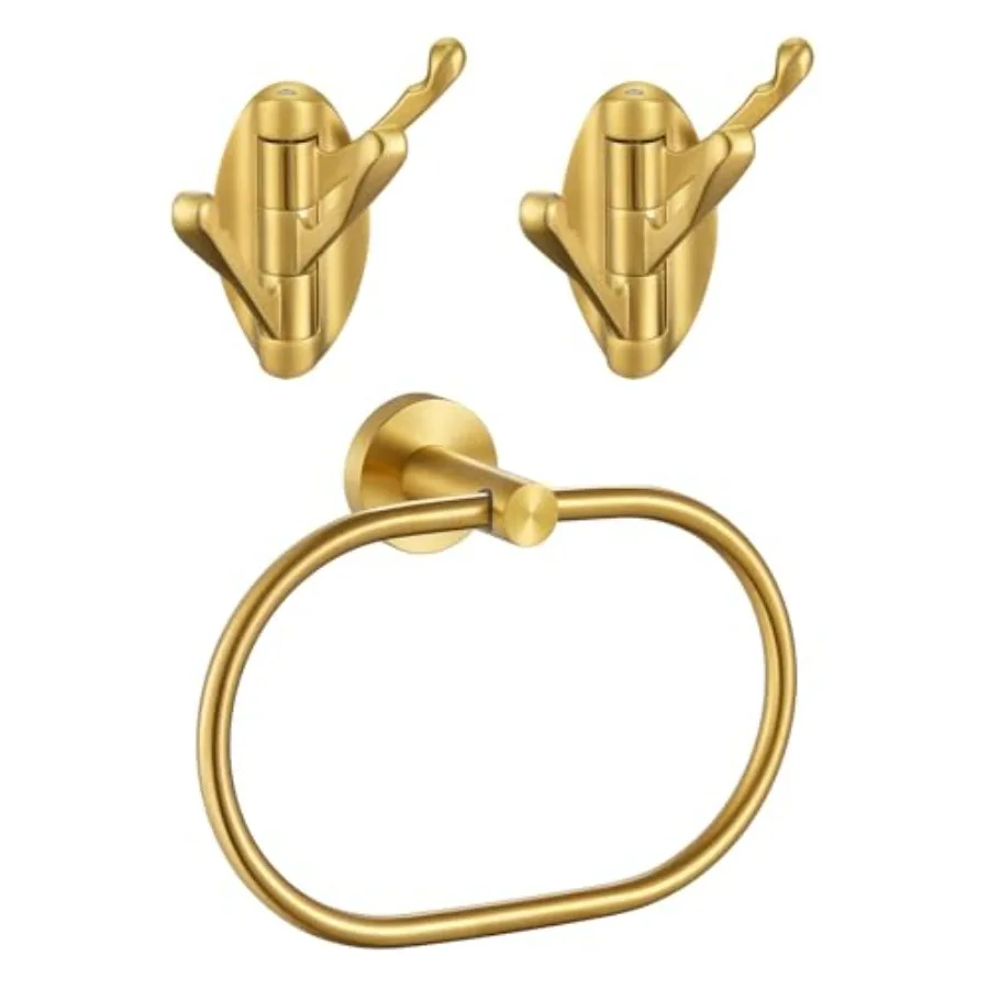 

Складной крючок для халатов (2 шт.) с поворотным кольцом для полотенец, матовое золото