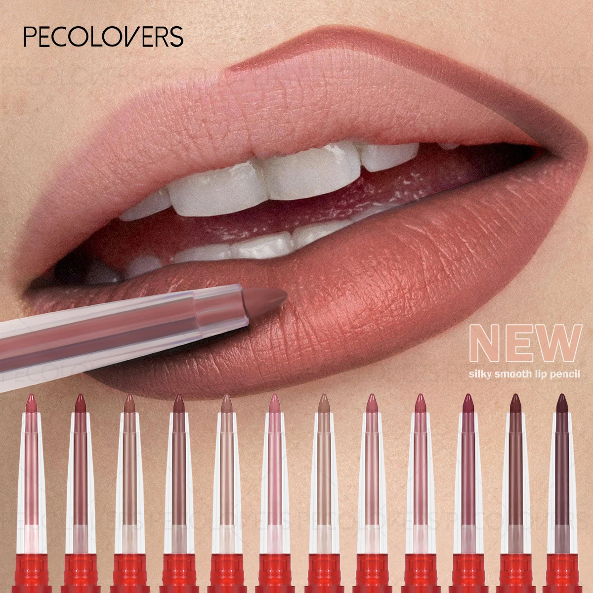 Aksamitny matowy konturówka do ust, długotrwała, kredka do ust, nieprzywierająca do kubka, błyszczyk do ust