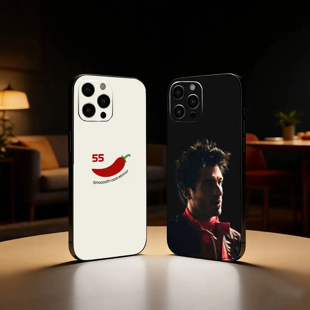 

55 Chili C-Carlos S-Sainz Phone Case For iPhone17,16,15,14,13,12 Plus,Max Soft Silicone Black Cover