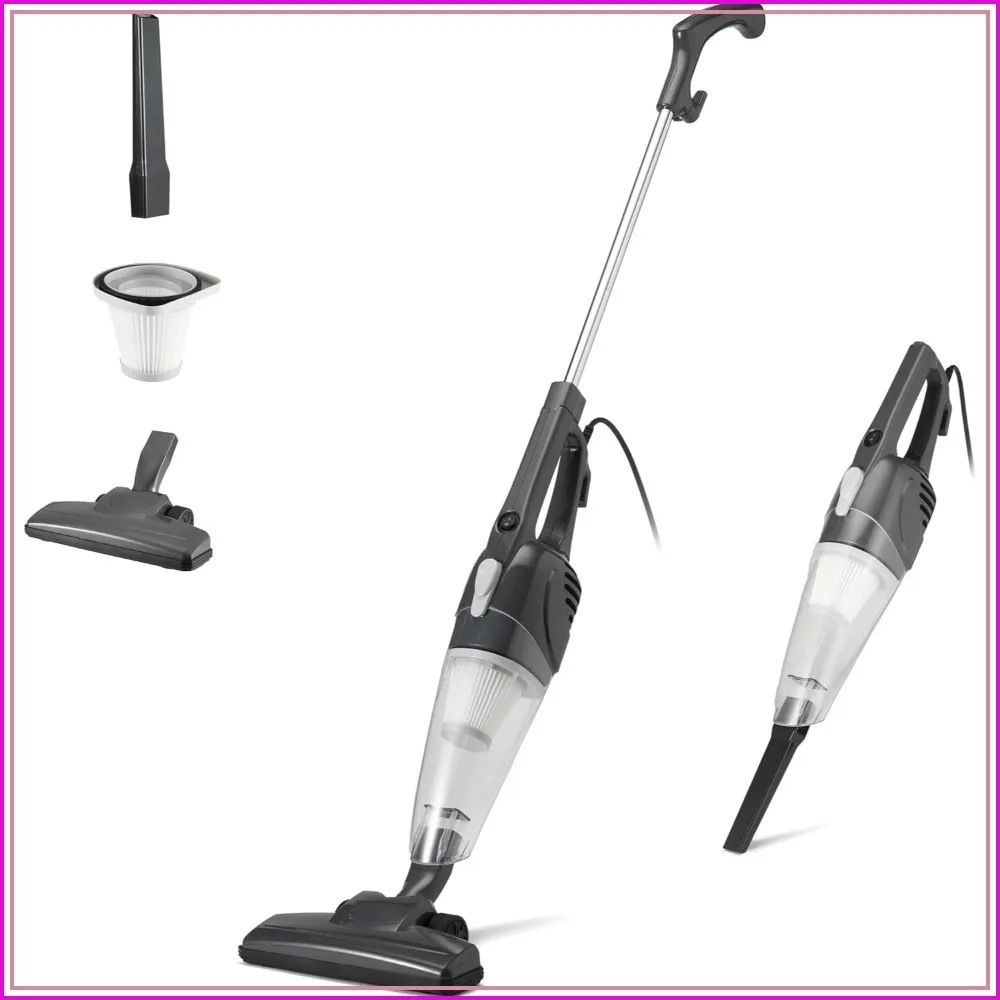 2-in-1 Stick Vacuum Cleaner, Converts to Handheld, Lightweight 3.9 LBS, Washable Filter, Crevice Tool, 0.5L Dust Cup, Self-Standing, 19.7-Ft Cord, 300W, Black