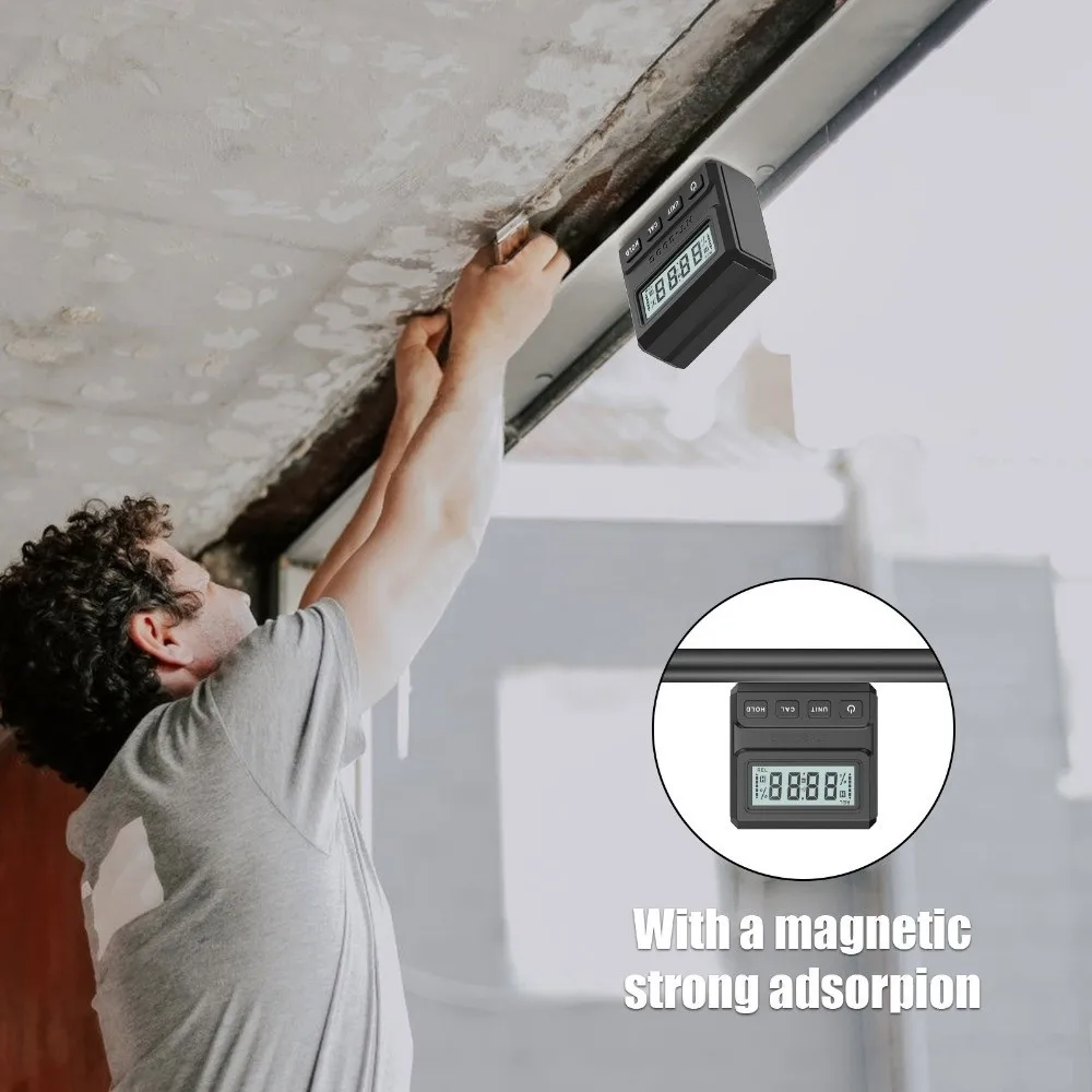 4*90 °   Alat Ukur Sudut Digital dengan Basis Magnetik, Pengukur Sudut Akurat, Goniometer, Alat Pengukur Sudut, Alat Pertukangan Kayu