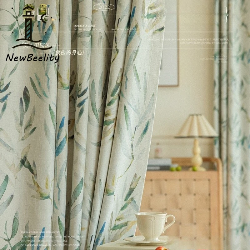 

American Retro Curtains Rural Pastoral Style Floral Cotton Linen Blackout Window Curtains for Living Room Bedroom Dining Decor
