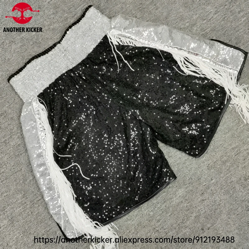 

Sparkly Mirror Boxing Shorts Fringe Sequin Muay Thai Shorts Women Men Kids Shiny MMA Kickboxing Shorts for Training Competition