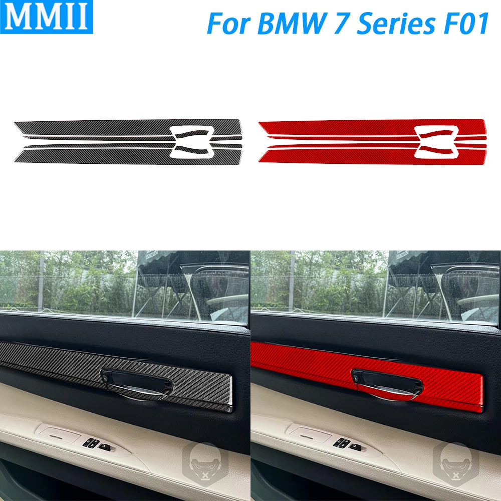 

For BMW 7 Series F01 2009-2014 Real Carbon Fiber Rear Door Handle Panel Trim Cover Car Interior Decoration Accessories Sticker