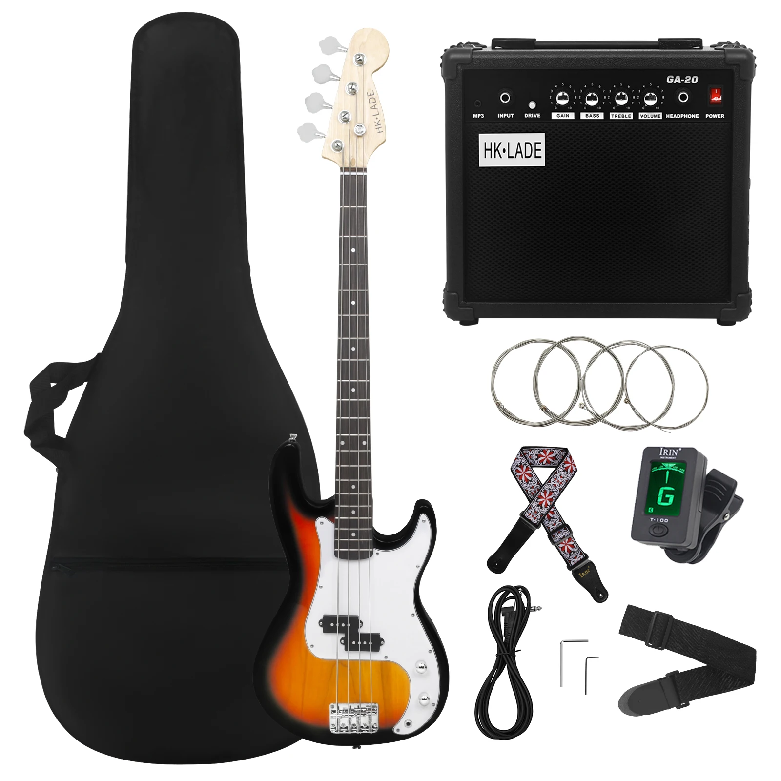 

HK·LADE Electric Bass Guitar 4 Strings 20 Frets Bass Guitar Guitarra With Amp Bag Strap Tuner Bass Guitar Parts & Accessories