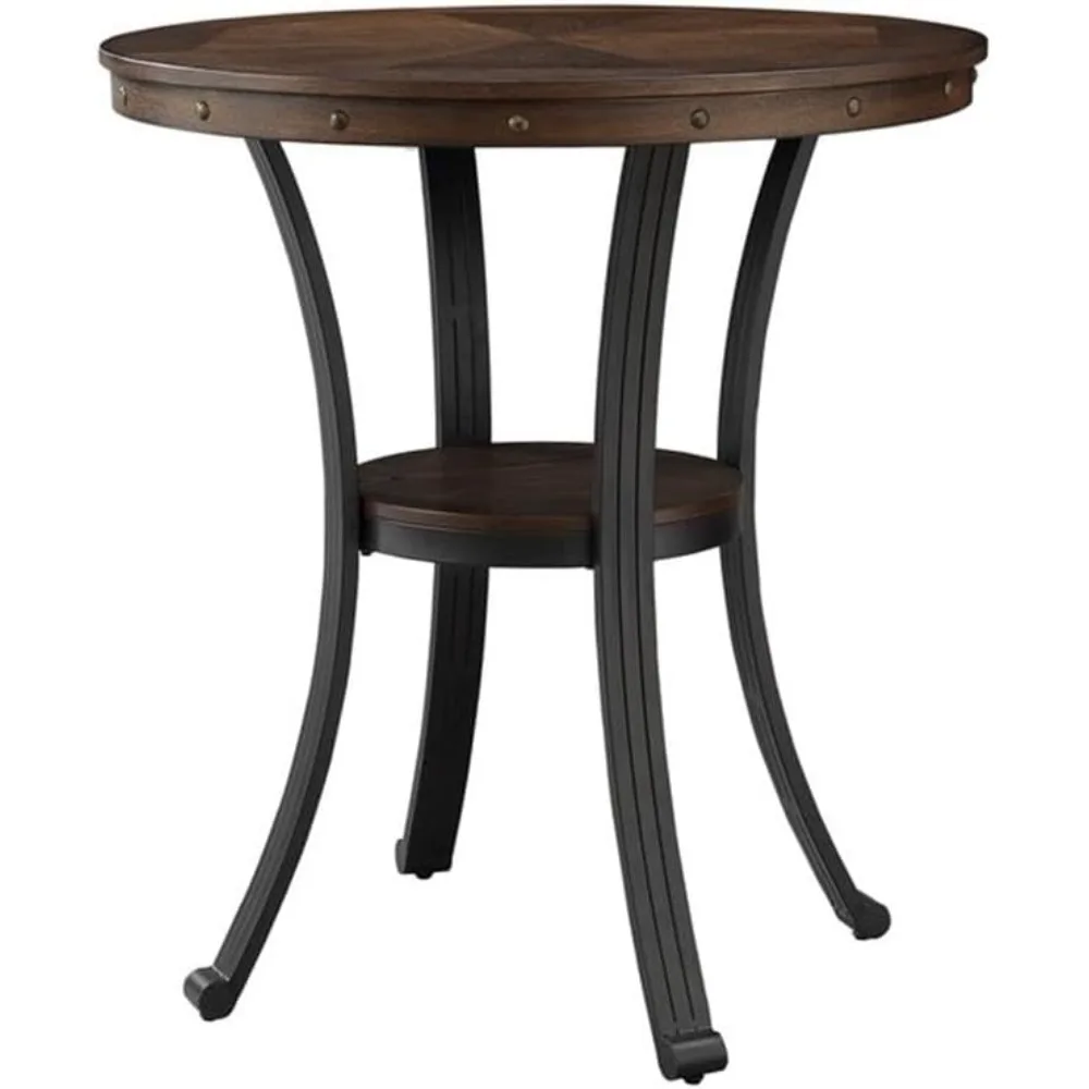 

Transitional Metal and Wood Pub Table in Rustic Umber Brown