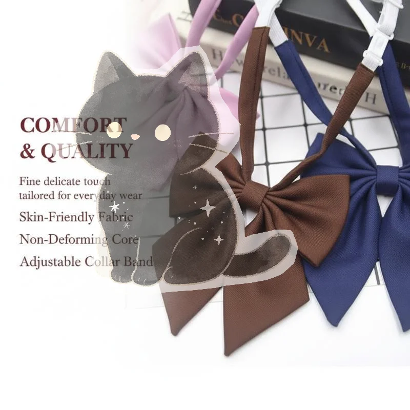 Solid Pink Blue Black Cotton JK Bowties 13cm Width Butterfly Tie for School Uniform Photography
