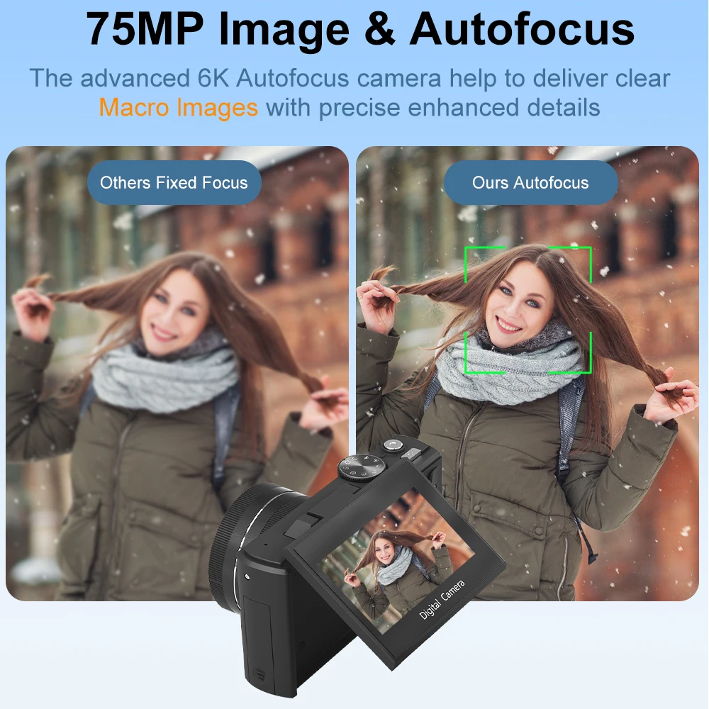 كاميرا تصوير رقمية مدمجة 5K 18X تكبير رقمي عتيق مسجل فيديو مدونة فيديو يوتيوب 180 ° كاميرا ويب واي فاي بشاشة قابلة للطي #4