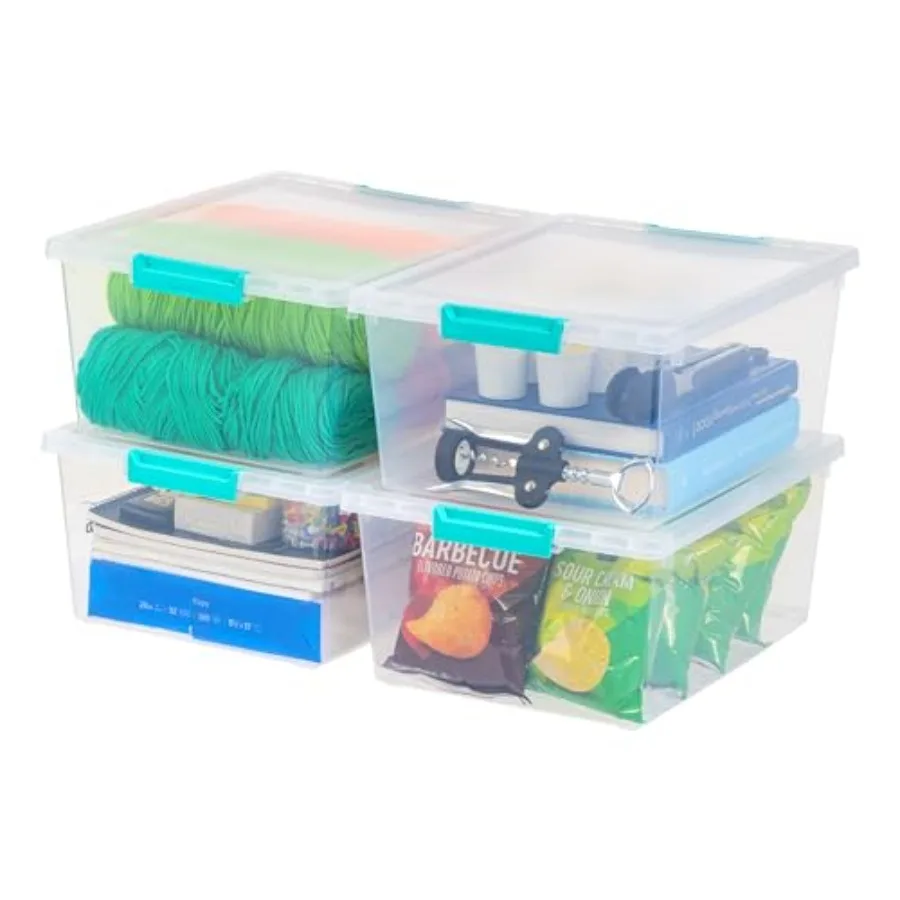 

12 Qt. Plastic Storage Bins with Lids 4 Pack Clear Stackable Craft Organizers for Home Office Art Supplies Sensory Bin Storage