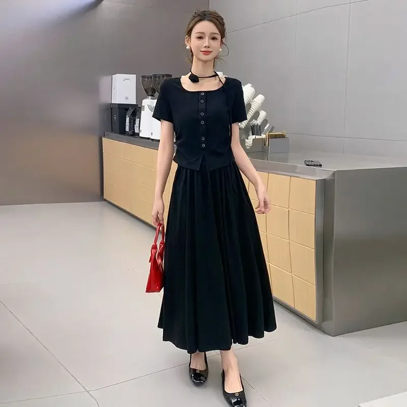 

Kawaii Women's Two Skirt Piece Set Maxi Long Luxury Designer Clothing Summer Clothes 2025 Jacket New Arrivals Y2k Female Outfits