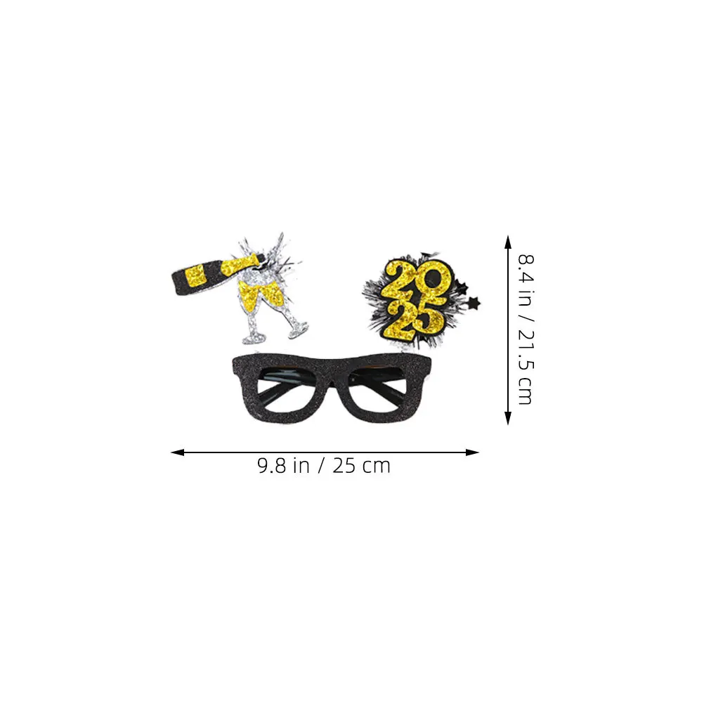 6 個の新年メガネユニークなデザイン軽量プラスチック大晦日パーティー眼鏡 2025 用品パーティー用楽しいメガネ