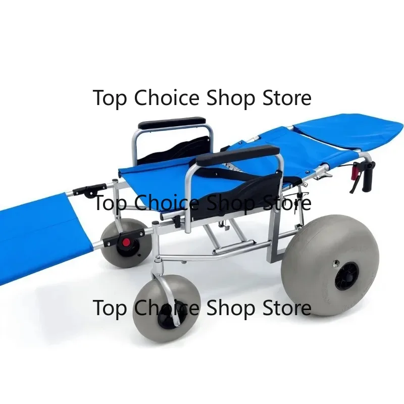 All‑terrain Beach Manual Mobility Cart With Quick Release Backrest For Outdoor Beach Movement Auxiliary Use