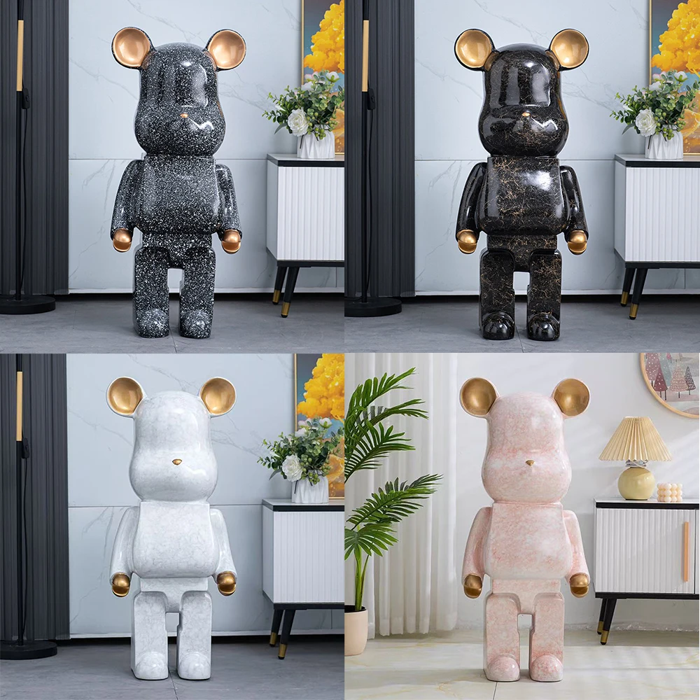 

50cm 700% NEW Plating Solid Bear Painted Medicom Statue Bear Sculpture Figure Ornaments Bookshelf Living Room Home Decor Gift