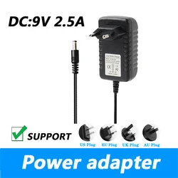 Adattatore di alimentazione DC 9V 2.5A trasformatore 9V 2500mA positivo e negativo 5.5*2.1mm spina UK adattatore spina AU 5.5*2.1MM