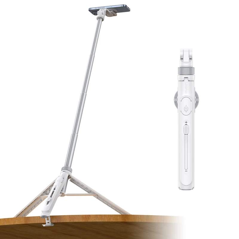 Ulanzi TT88 Overhead Selfie Stick 1.44M with MagSafe Clamp Photograph Tripod for Phone Livestreaming Vlog with Remote Control Double Cold Shoe Remote Controller Light Desktop Shoot Mantis Bracket