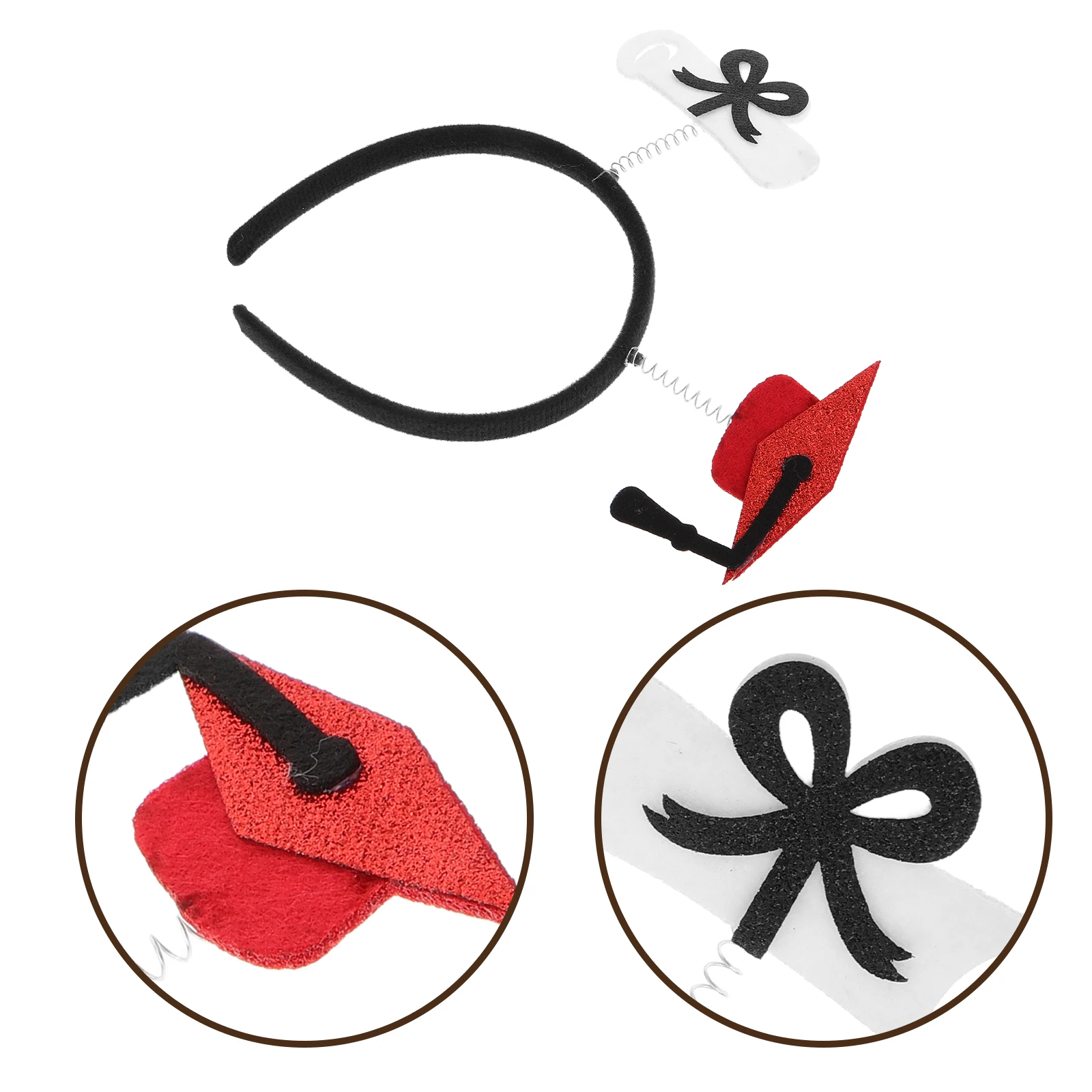 

Graduation Cap Headband Tassel Hairband Bachelor Hat Decorations Prom Accessories Comfort Material Secure Fit Multioccasion Use