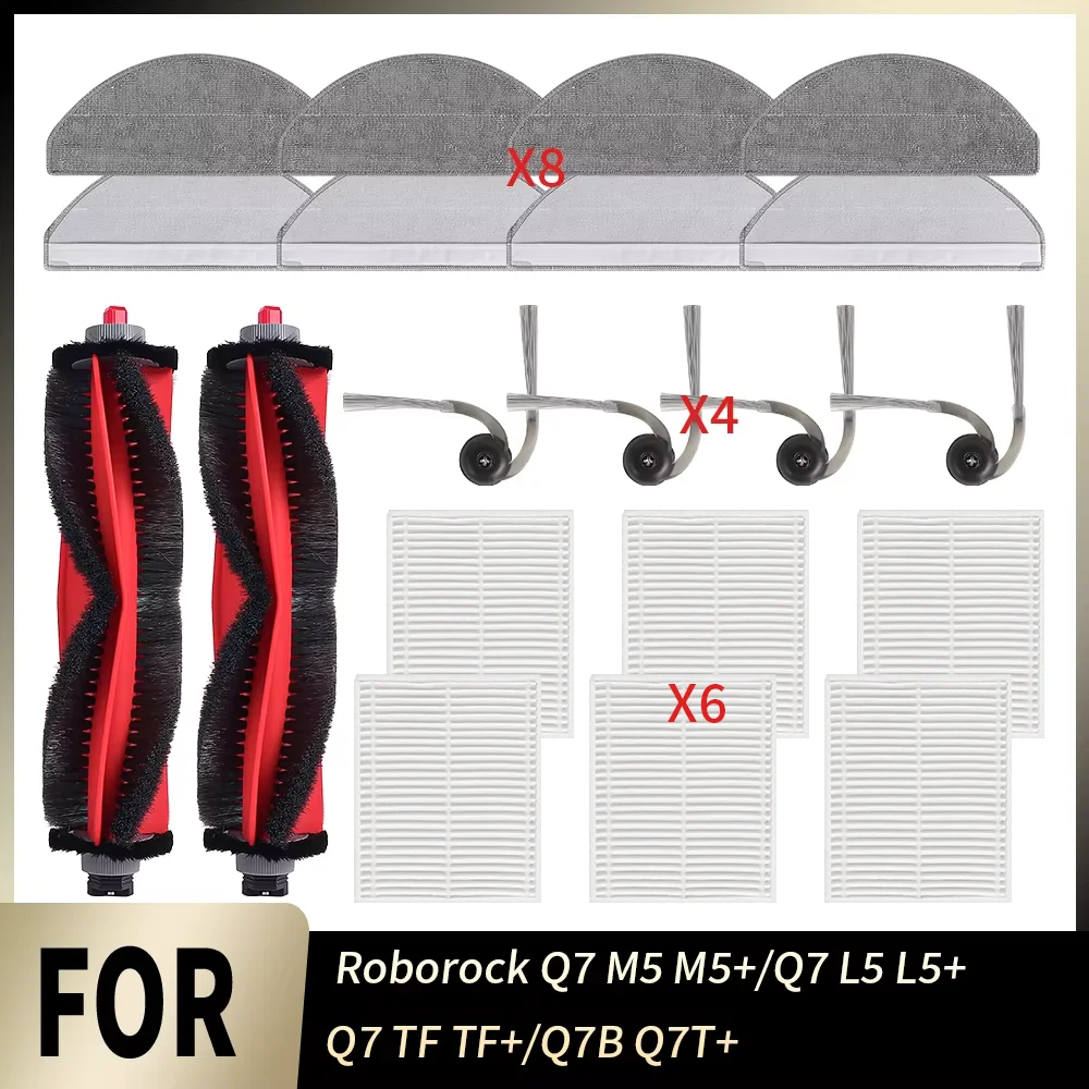 Langlebiges HEPA-Filter, Wischtücher, Staubbürste für Roborock Q7 M5 M5+ Q7 L5 L5+ Q7 TF TF+ Q7B Q7T+ - Einfach zu Montierende Ersatzteile